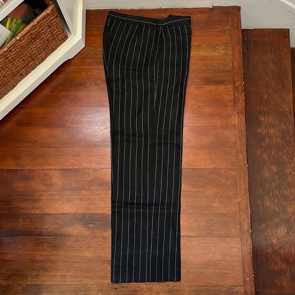 Armani Collezioni Pinstriped Linen Blend wide leg pants in black - Picture 10 of 14